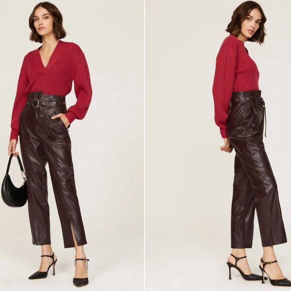 Marissa Webb x RTR Split-Hem Faux Leather Pants – Purple – Size 6 - Picture 3 of 10